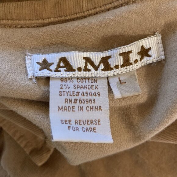 AMI Size Large Corduroy Shirt Brown Snap Up Pockets Stretch Womens Blouse - Picture 3 of 4